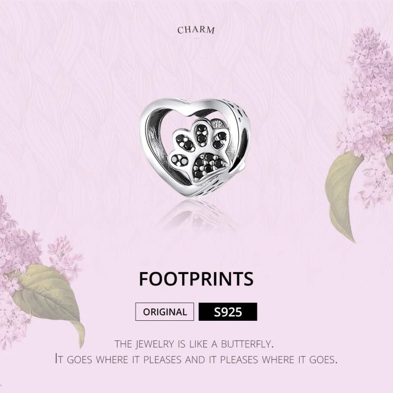 (image for) Pandora Style Silver Paw Mark of Pets Charm - SCC1191-Bk - View 4