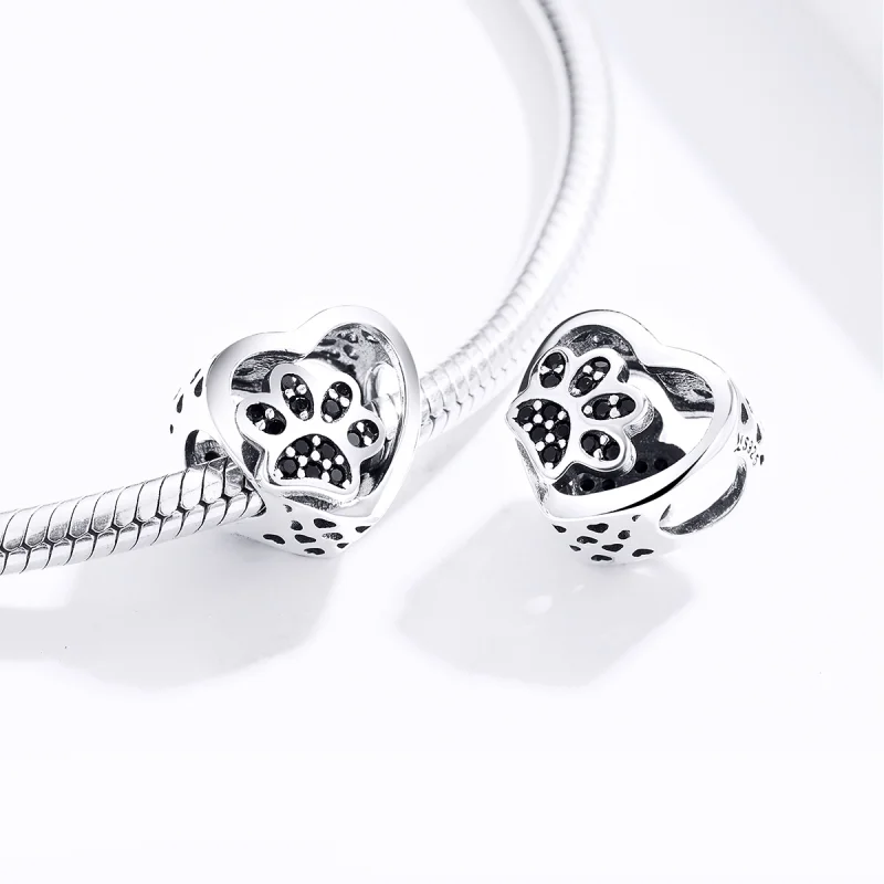 (image for) Pandora Style Silver Paw Mark of Pets Charm - SCC1191-Bk - View 5
