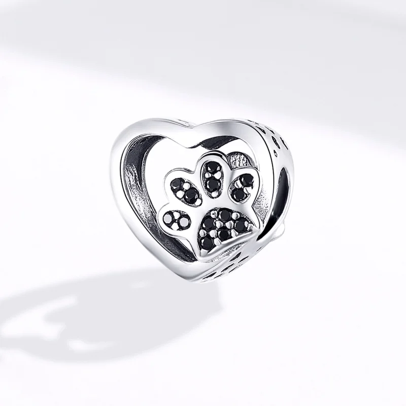 (image for) Pandora Style Silver Paw Mark of Pets Charm - SCC1191-Bk - View 6