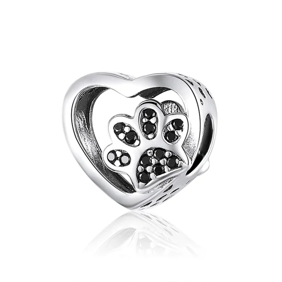(image for) Pandora Style Silver Paw Mark of Pets Charm - SCC1191-Bk