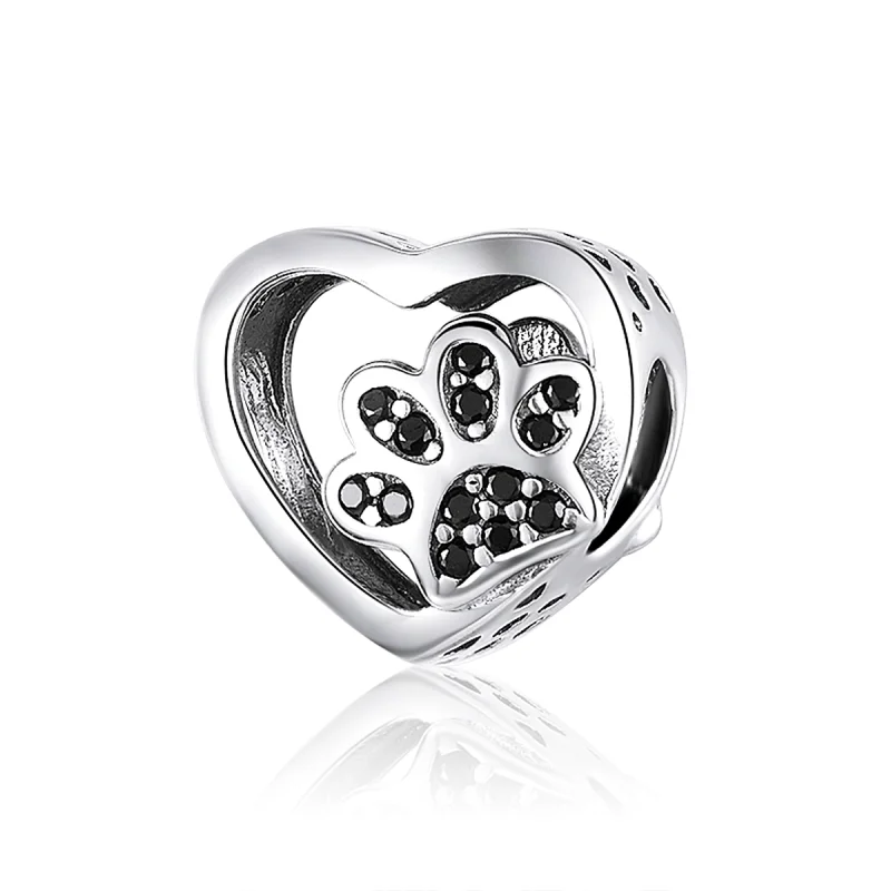 (image for) Pandora Style Silver Paw Mark of Pets Charm - SCC1191-Bk - Product Image