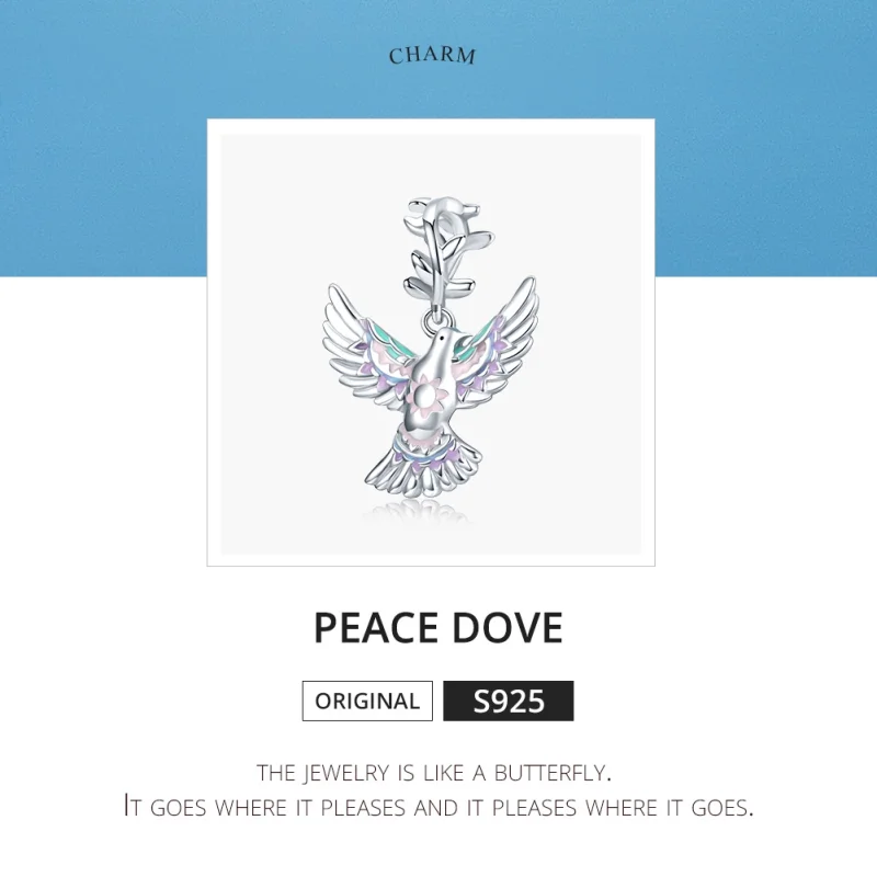 (image for) Pandora Style Silver Peace Dove Charm - BSC295 - View 6