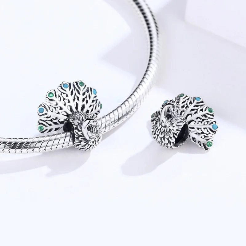 (image for) Pandora Style Silver Peacock Charm - SCC1260 - View 5