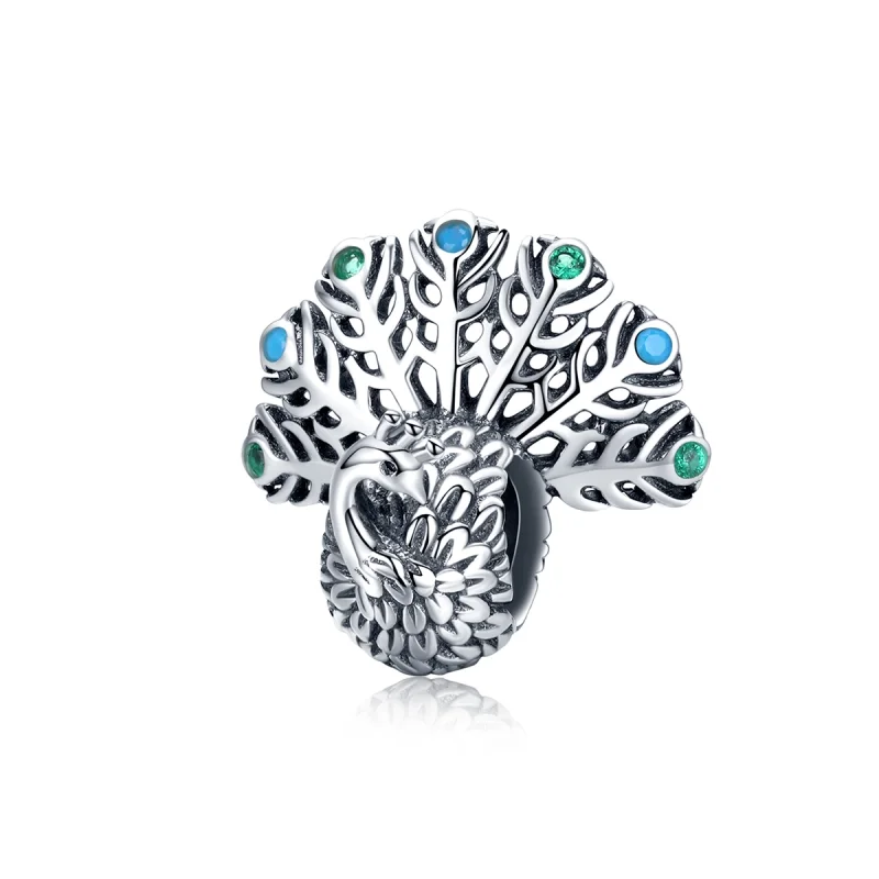 (image for) Pandora Style Silver Peacock Charm - SCC1260 - Product Image