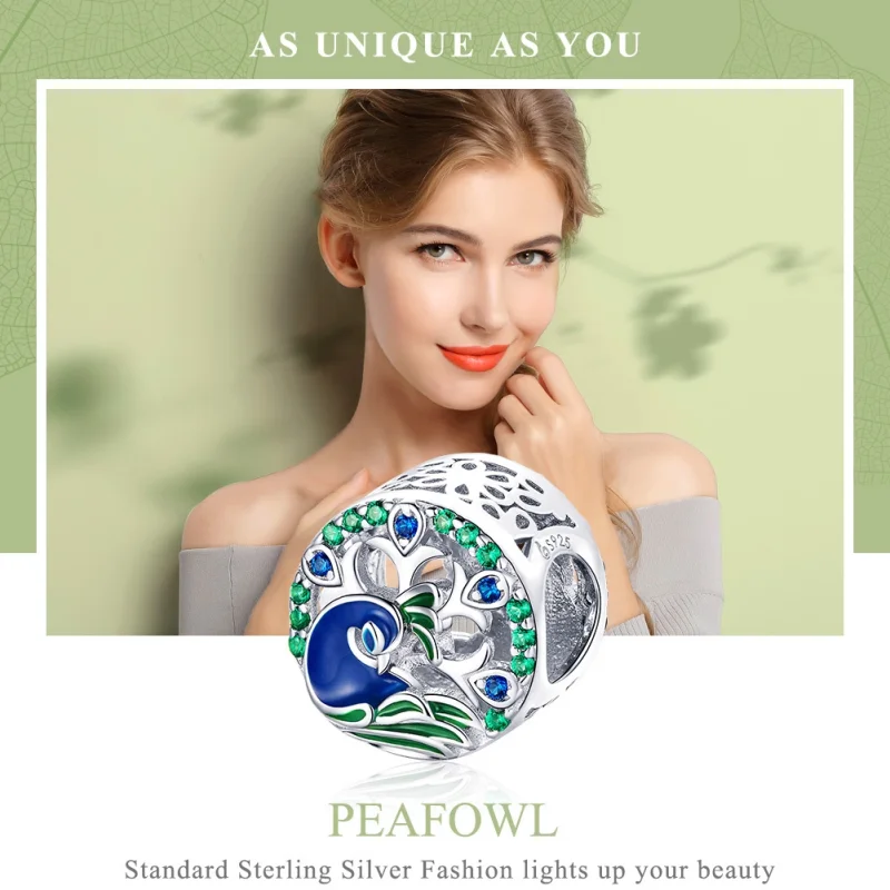 (image for) Pandora Style Silver Peafowl Charm - BSC037 - View 6