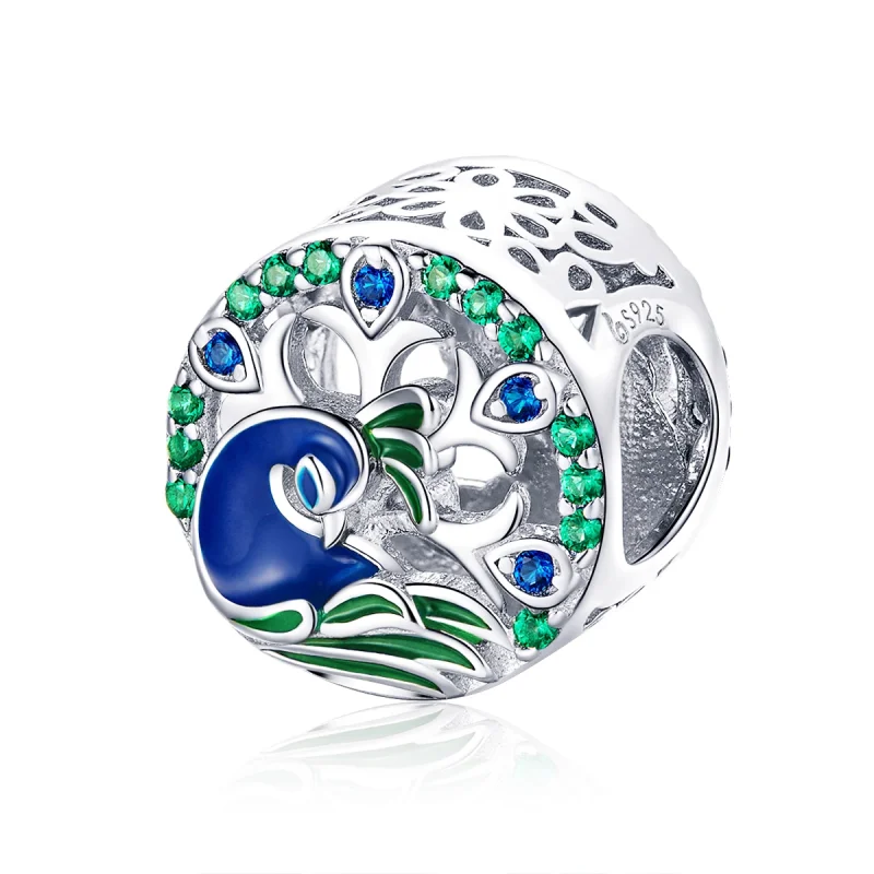 (image for) Pandora Style Silver Peafowl Charm - BSC037 - Product Image