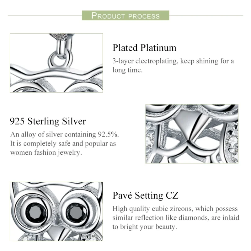 (image for) Pandora Style Silver Perpetual Owl Dangle - SCC1124 - View 2