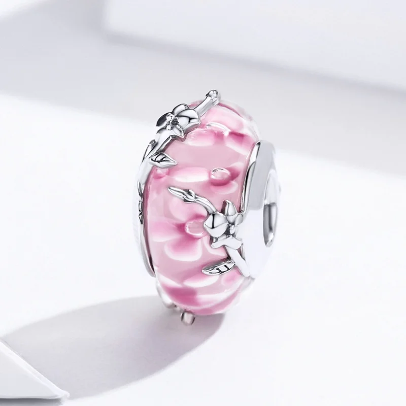 (image for) Pandora Style Silver Phalaenopsis Murano Glass Charm - SCC1281 - View 5