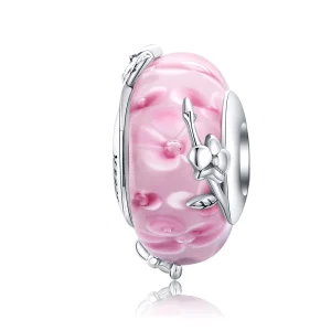 (image for) Pandora Style Silver Phalaenopsis Murano Glass Charm - SCC1281