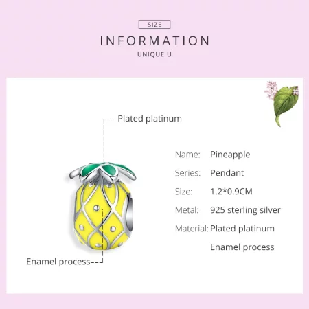 Pandora Style Silver Pineapple Charm - BSC128