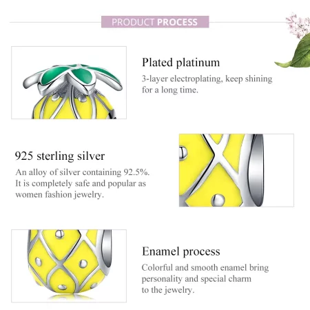Pandora Style Silver Pineapple Charm - BSC128