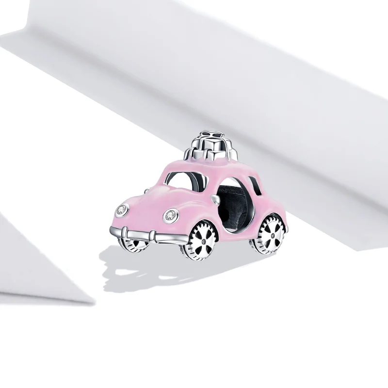 (image for) Pandora Style Silver Pink Car Charm - SCC1738 - View 2
