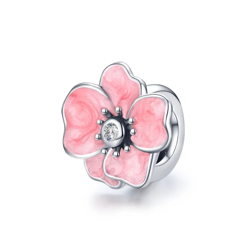 (image for) Pandora Style Silver Pink Flower Charm - SCC1729 - Product Image