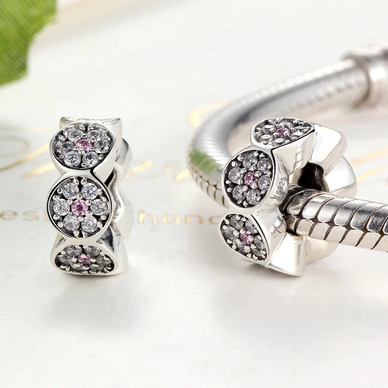 (image for) Pandora Style Silver Pink Garland Spacer - SCC101 - View 4