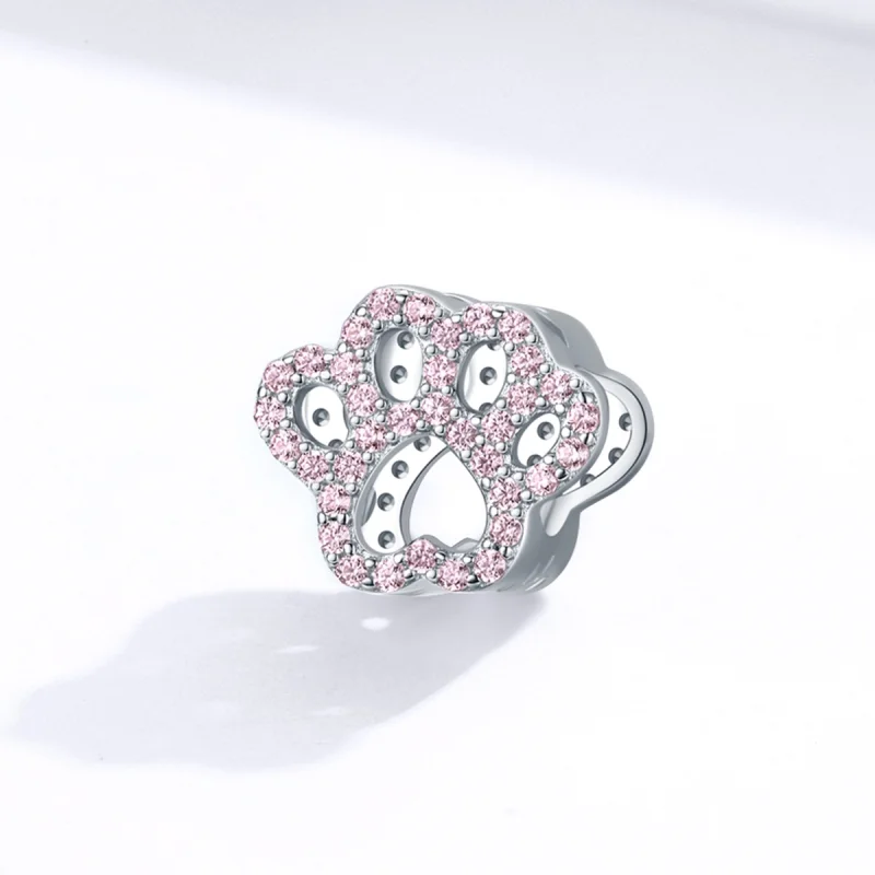 (image for) Pandora Style Silver Pink Paw Charm - BSC164 - View 2