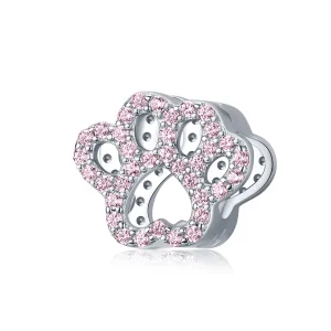 (image for) Pandora Style Silver Pink Paw Charm - BSC164
