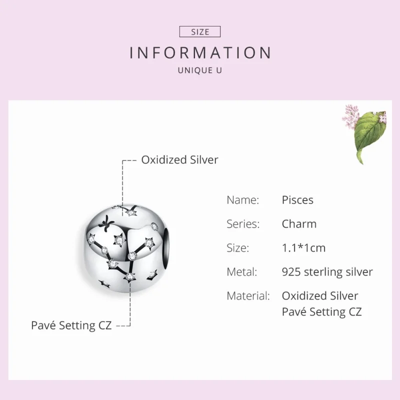 (image for) Pandora Style Silver Pisces Charm - SCC1218-12 - View 2