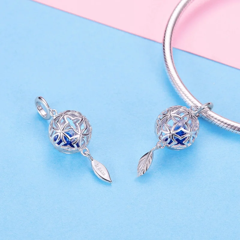 (image for) Pandora Style Silver Preserved Flower Dangle - SCC1123 - View 4