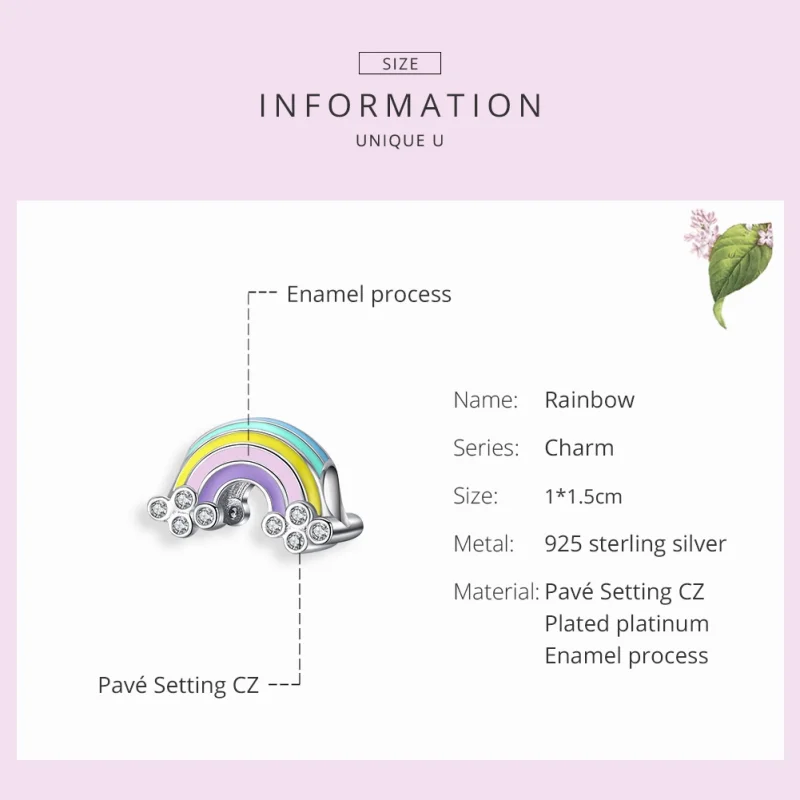 (image for) Pandora Style Silver Rainbow Charm - SCC1425 - View 7