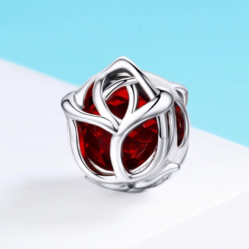 (image for) Pandora Style Silver Red Roses Charm - SCC568 - View 3