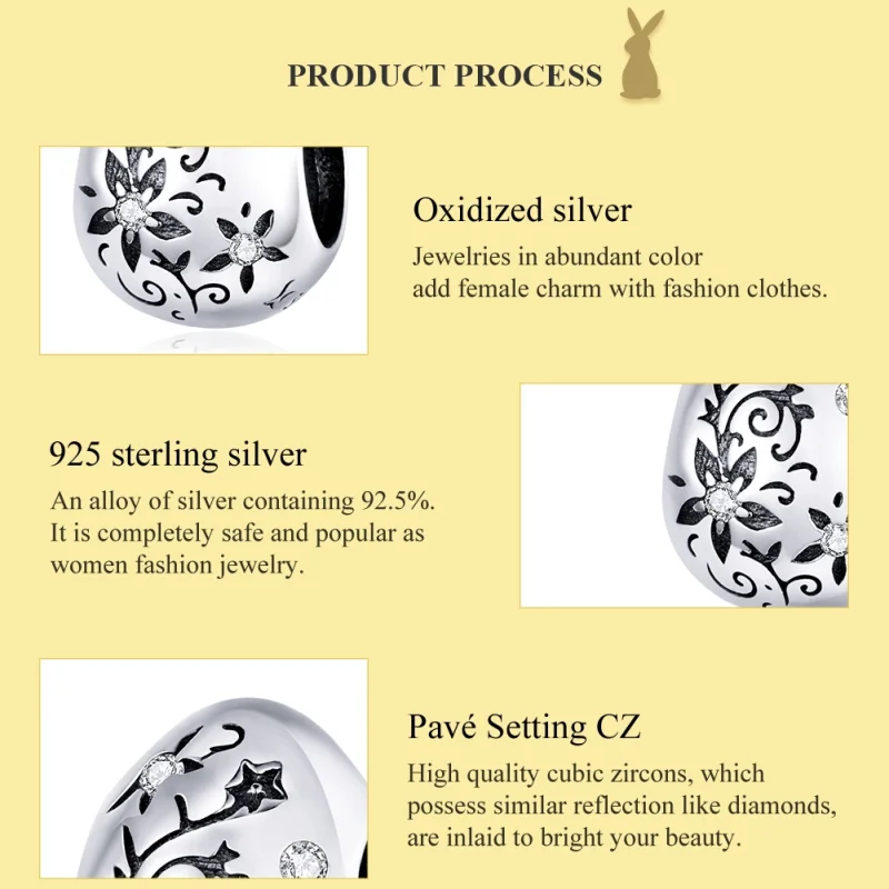 (image for) Pandora Style Silver Retro Easter Egg Charm - SCC1466 - View 7