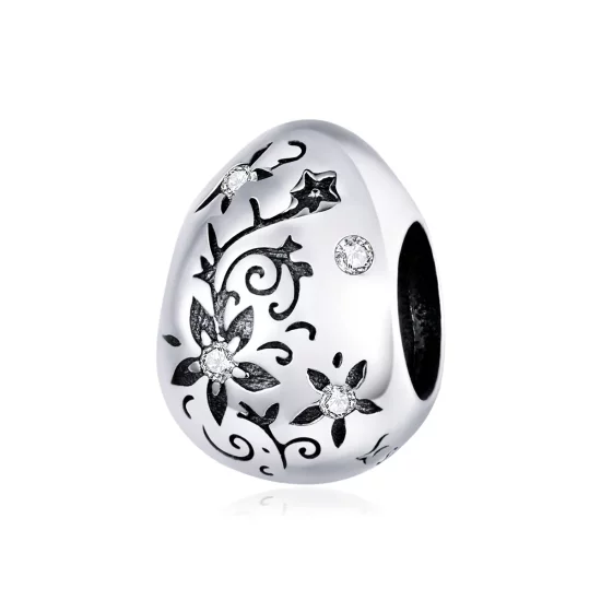 Pandora Style Silver Retro Easter Egg Charm - SCC1466