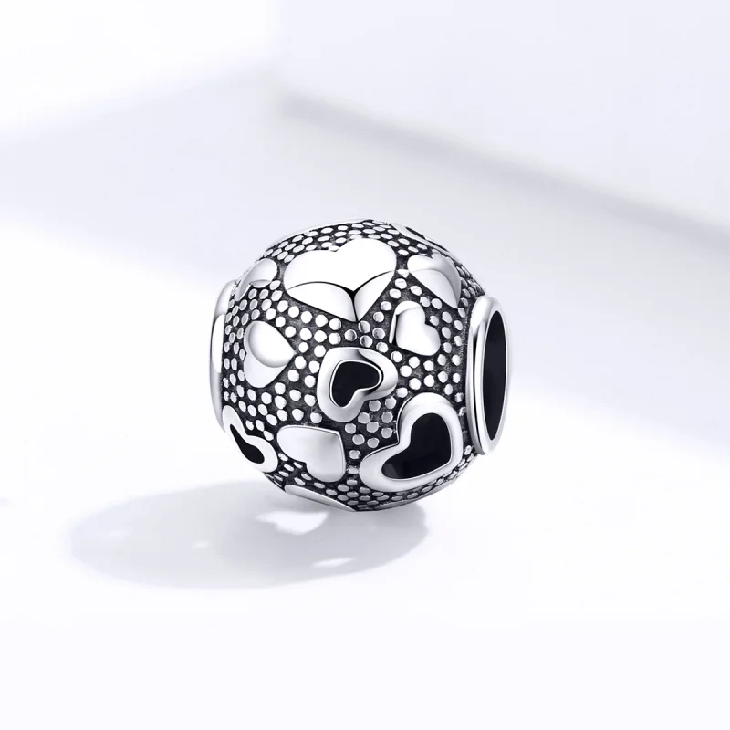 (image for) Pandora Style Silver Retro Heart Charm - SCC1451 - View 2