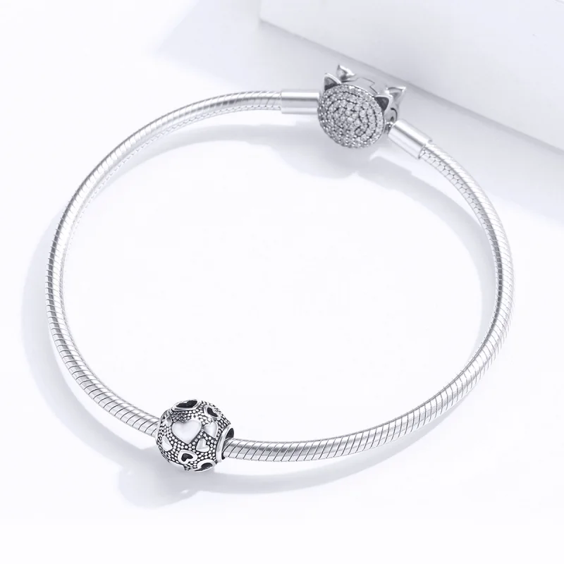 (image for) Pandora Style Silver Retro Heart Charm - SCC1451 - View 3