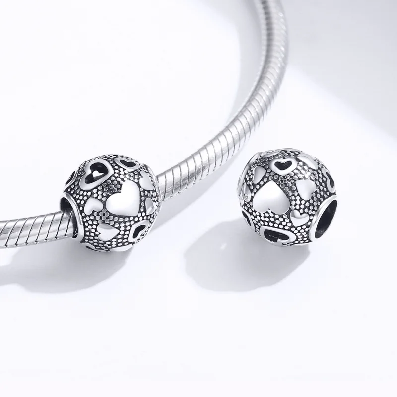 (image for) Pandora Style Silver Retro Heart Charm - SCC1451 - View 4