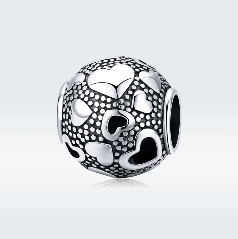(image for) Pandora Style Silver Retro Heart Charm - SCC1451 - View 5