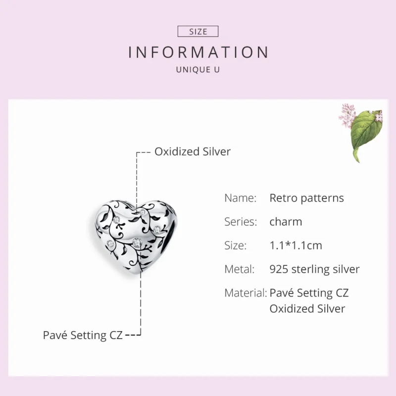 (image for) Pandora Style Silver Retro Patterns Charm - SCC1323 - View 7
