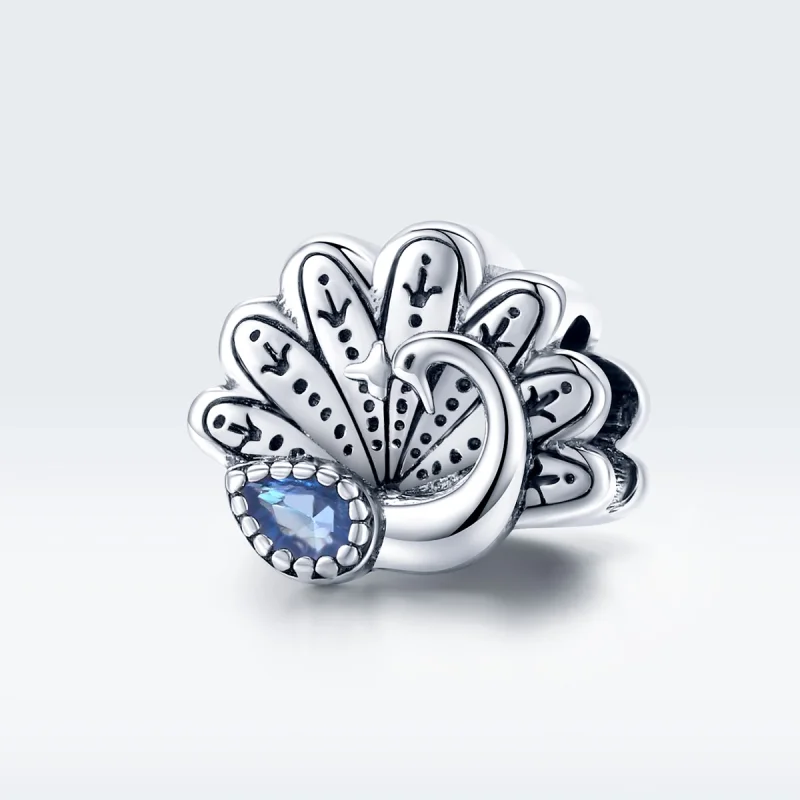(image for) Pandora Style Silver Retro Peacock Charm - SCC1558 - View 5