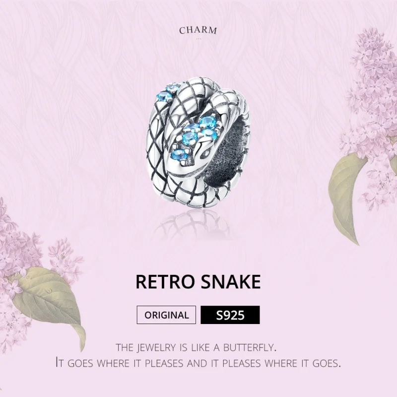 (image for) Pandora Style Silver Retro Snake Charm - SCC1351 - View 5