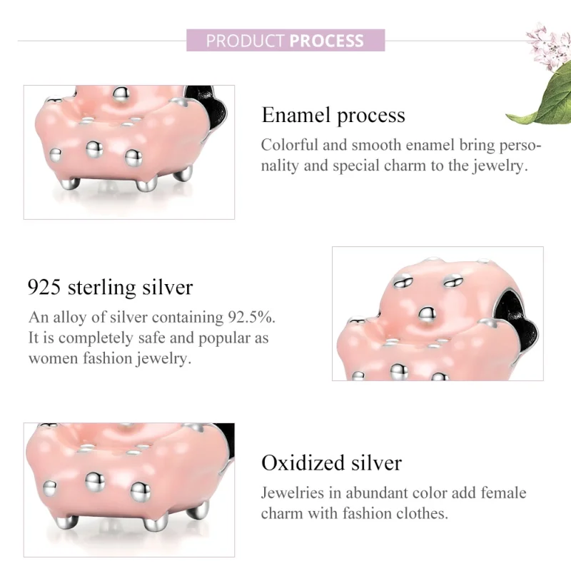 (image for) Pandora Style Silver Rivet Sofa Charm - SCC1854 - View 6