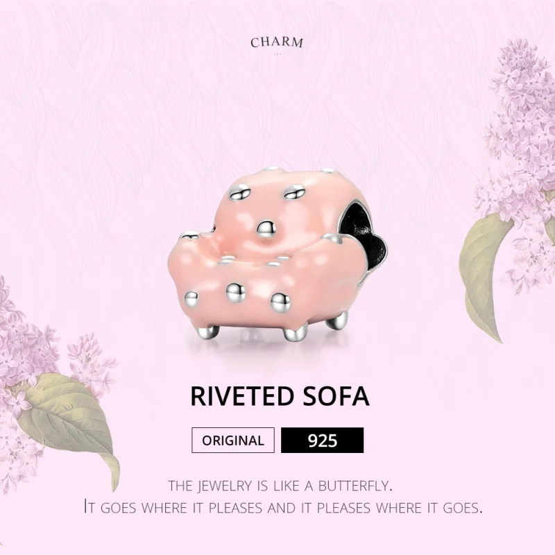 (image for) Pandora Style Silver Rivet Sofa Charm - SCC1854 - View 7