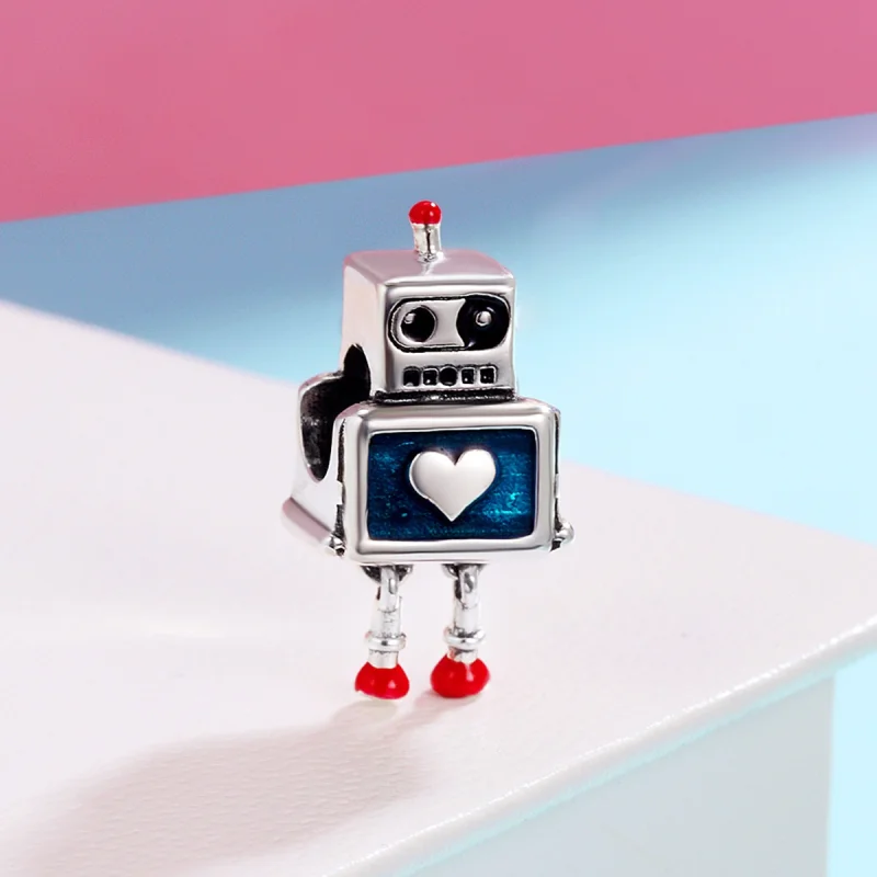 (image for) Pandora Style Silver Robot Charm - SCC346 - View 3