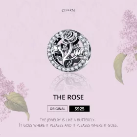 Pandora Style Silver Rose Flower Charm - SCC1189