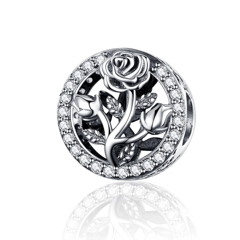 (image for) Pandora Style Silver Rose Flower Charm - SCC1189 - Product Image
