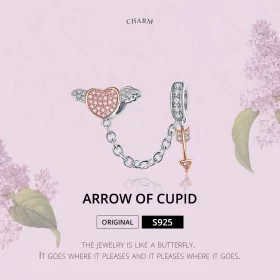 Pandora Style Silver & Rose Gold Arrow of Cupid Safety Chain - SCC1208 Pandora Style Silver & Rose Gold Arrow of Cupid Safety Chain - SCC1208