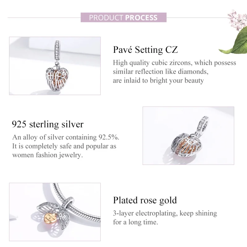 (image for) Pandora Style Silver & Rose Gold Forever & Family Dangle - SCC1299 - View 3