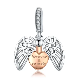 (image for) Pandora Style Silver & Rose Gold Forever & Family Dangle - SCC1299