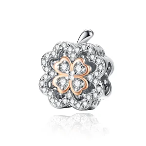 (image for) Pandora Style Silver & Rose Gold Four-Leaf Clover Charm - SCC1247