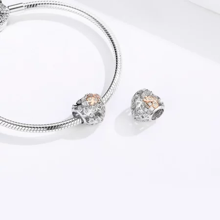 Pandora Style Silver & Rose Gold Four-Leaf Clover Charm - SCC1248