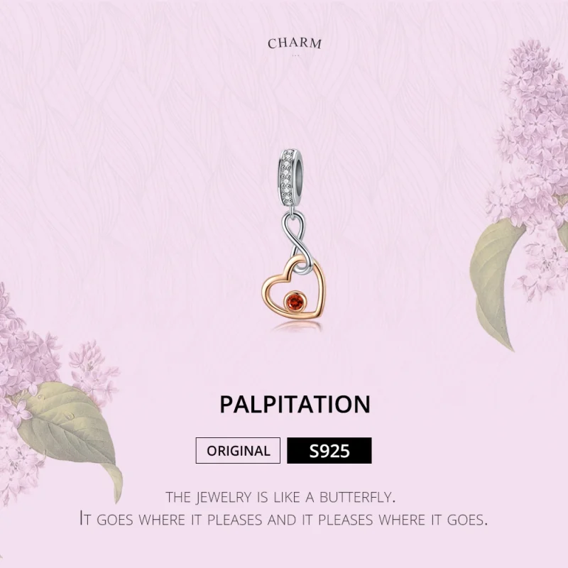 (image for) Pandora Style Silver & Rose Gold Palpitation Dangle - SCC1239 - View 2