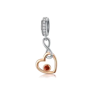 (image for) Pandora Style Silver & Rose Gold Palpitation Dangle - SCC1239