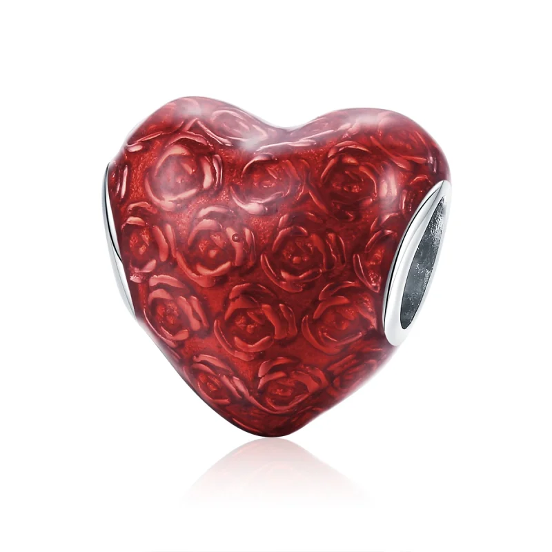 (image for) Pandora Style Silver Rose Heart Charm - SCC1064 - Product Image