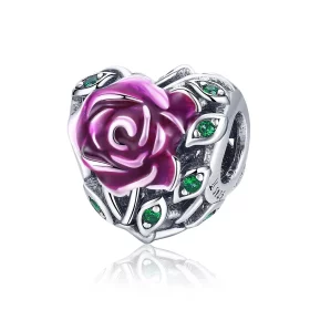 Pandora Style Silver Rose Heart Charm - SCC927 Pandora Style Silver Rose Heart Charm - SCC927