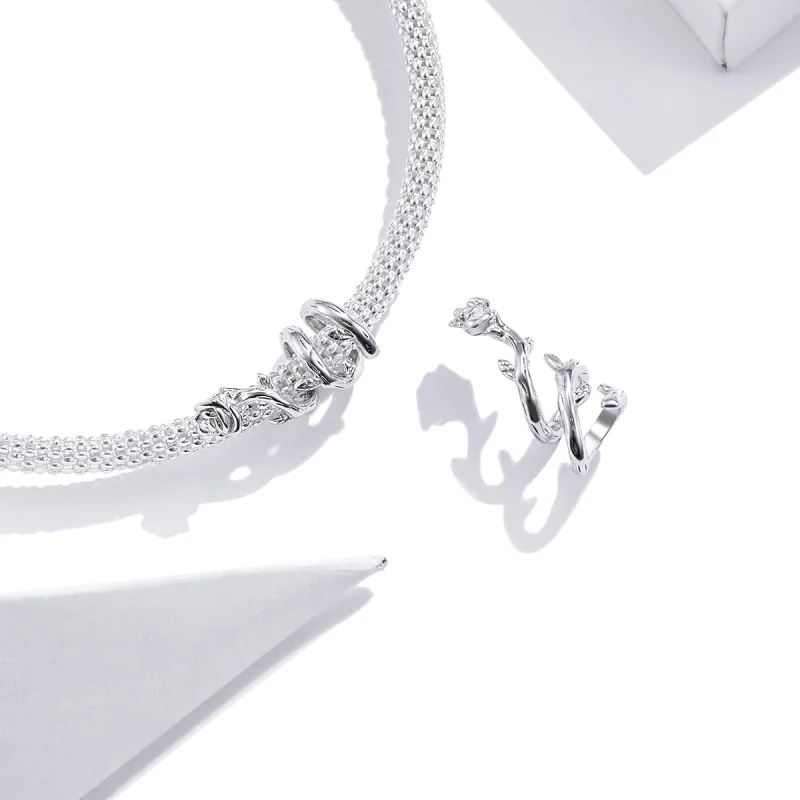 (image for) Pandora Style Silver Rose Vines Charm - BSC310 - View 4