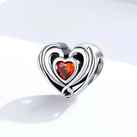 Pandora Style Silver Rubby Heart In Heart Charm - SCC1472 Pandora Style Silver Rubby Heart In Heart Charm - SCC1472