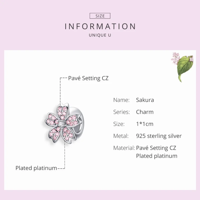 (image for) Pandora Style Silver Sakura Charm - SCC1291 - View 2